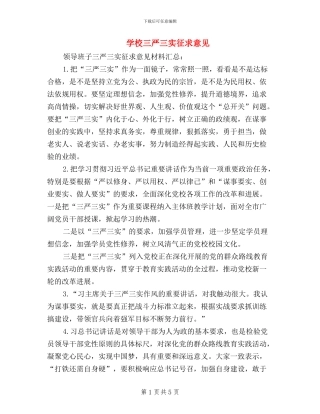 学校三严三实征求意见