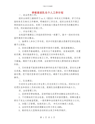 学校保安队长个人工作计划