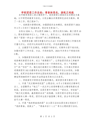 学校团委工作总结：青春抹亮色