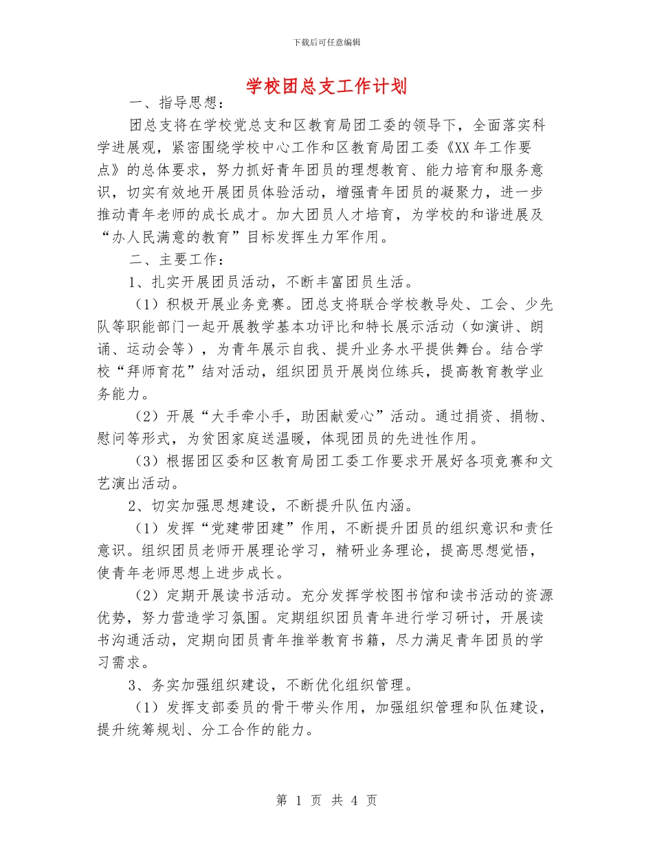 学校团总支工作计划_第1页