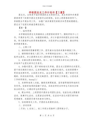 学校团总支工作计划书