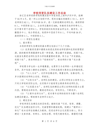 学校师资队伍建设工作总结