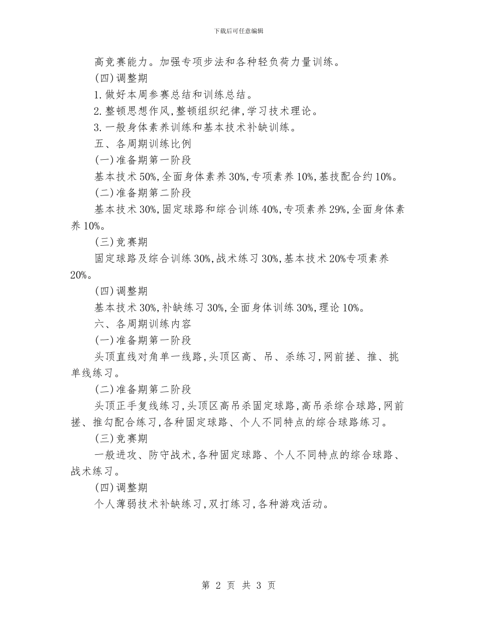 学校羽毛球队周训练计划_第2页