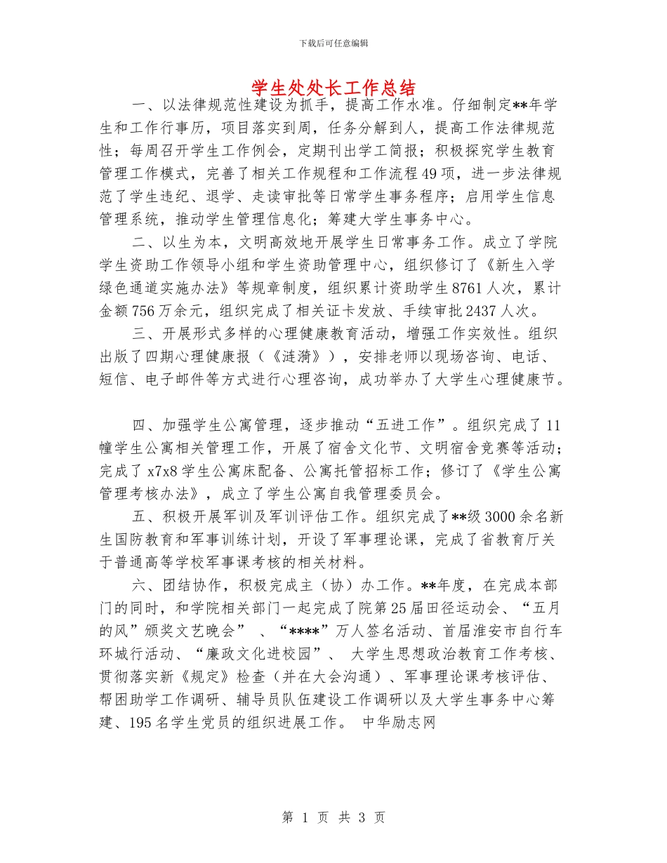 学生处处长工作总结_第1页