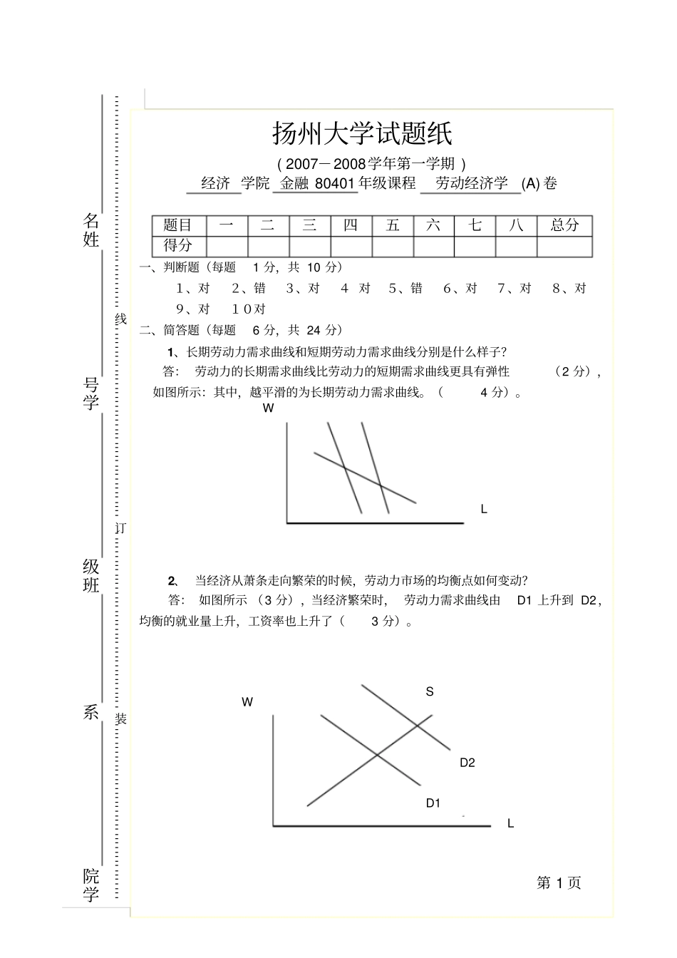 劳动经济学A答案_第1页