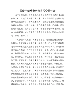 国企干部观警示教育片心得体会