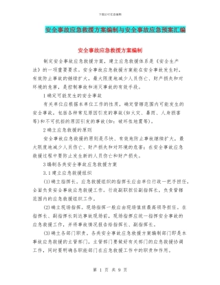 安全事故应急救援方案编制与安全事故应急预案汇编