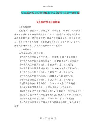 安全事故综合应急预案与安全伴我行活动方案汇编