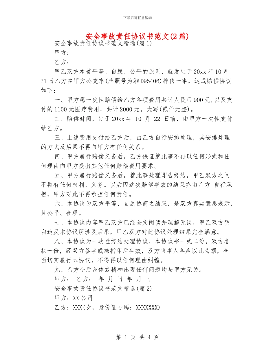安全事故责任协议书范文_第1页