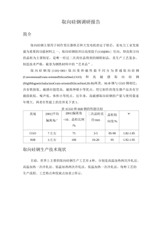 取向硅钢调研报告资料