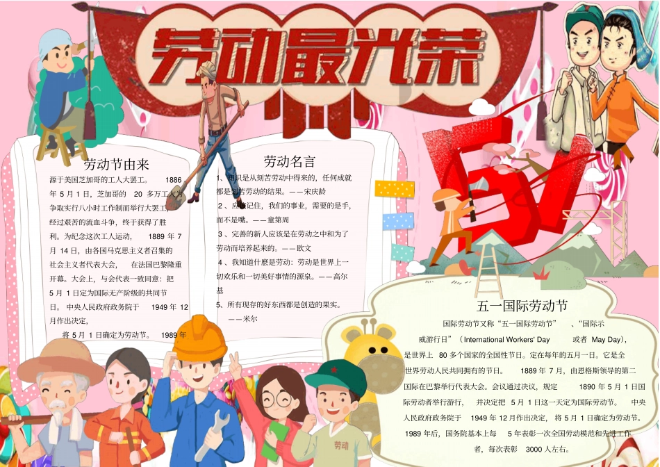 劳动节精美电子小报_第1页