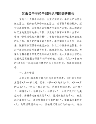 某市关于年轻干部违纪问题调研报告