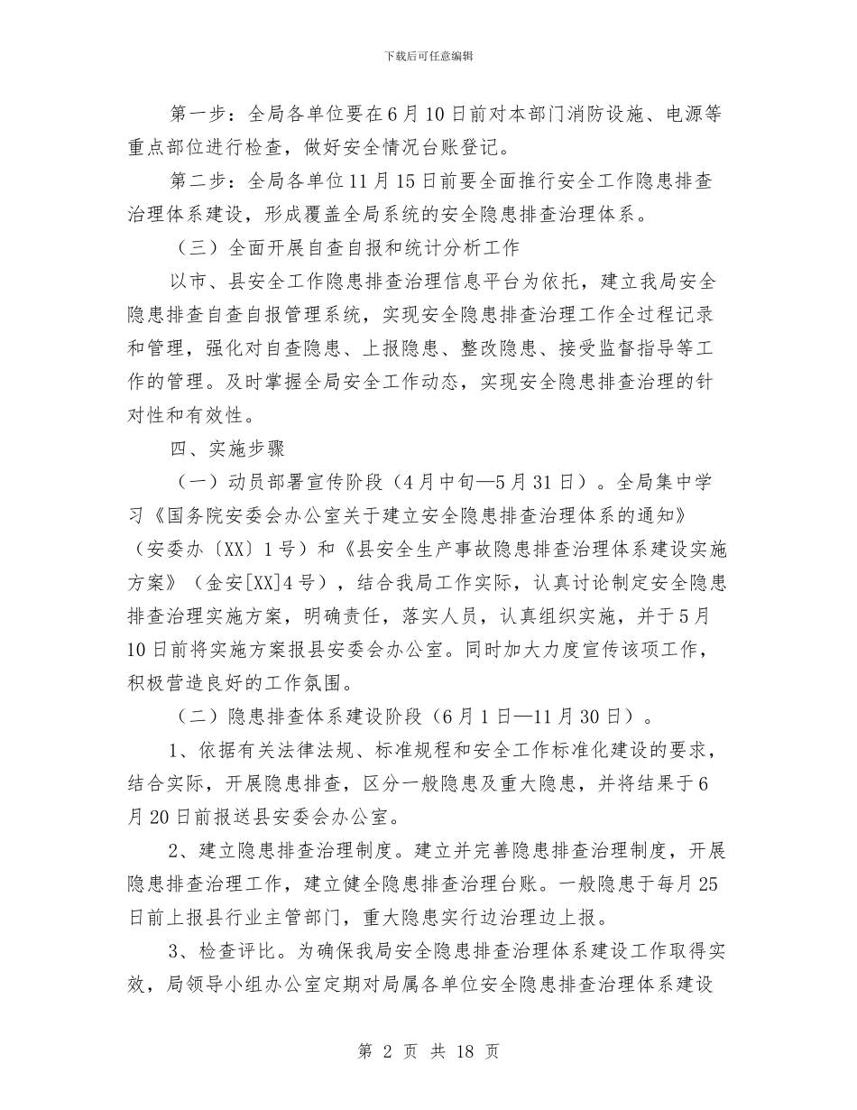 安全工作隐患排查治理实施方案与安全应急预案范文汇编_第2页