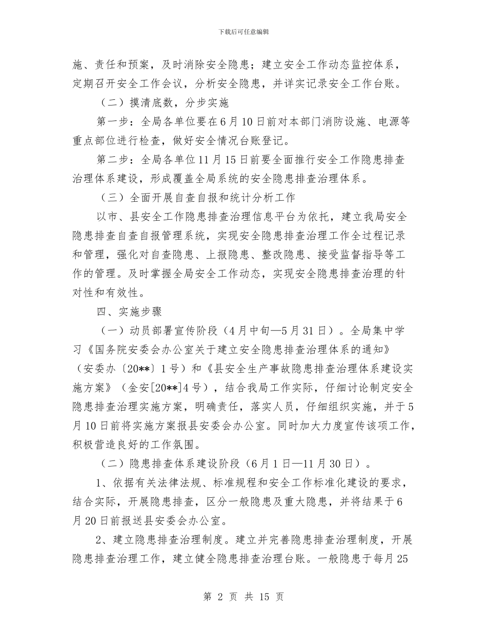 安全工作隐患排查治理实施方案与安全常识之常见突发事件的预防和应急措施汇编_第2页