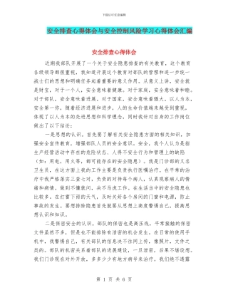 安全排查心得体会与安全控制风险学习心得体会汇编