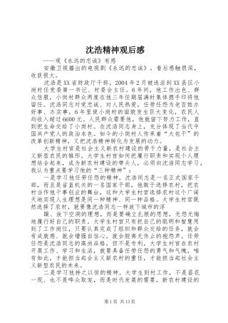 沈浩精神观后感