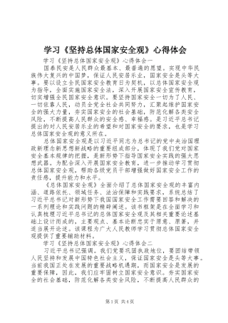 学习《坚持总体国家安全观》心得体会