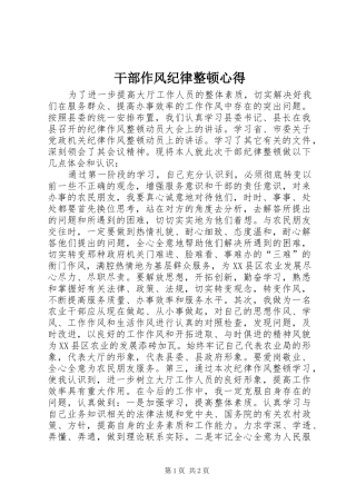 干部作风纪律整顿心得