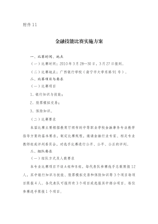 金融技能比赛实施方案探析