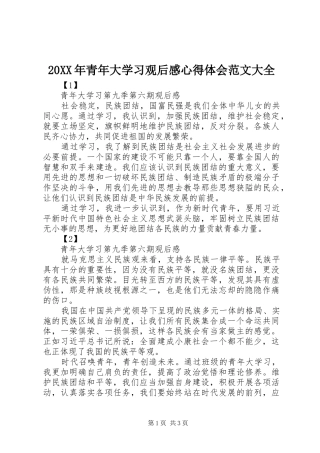 20XX年青年大学习观后感心得体会范文大全
