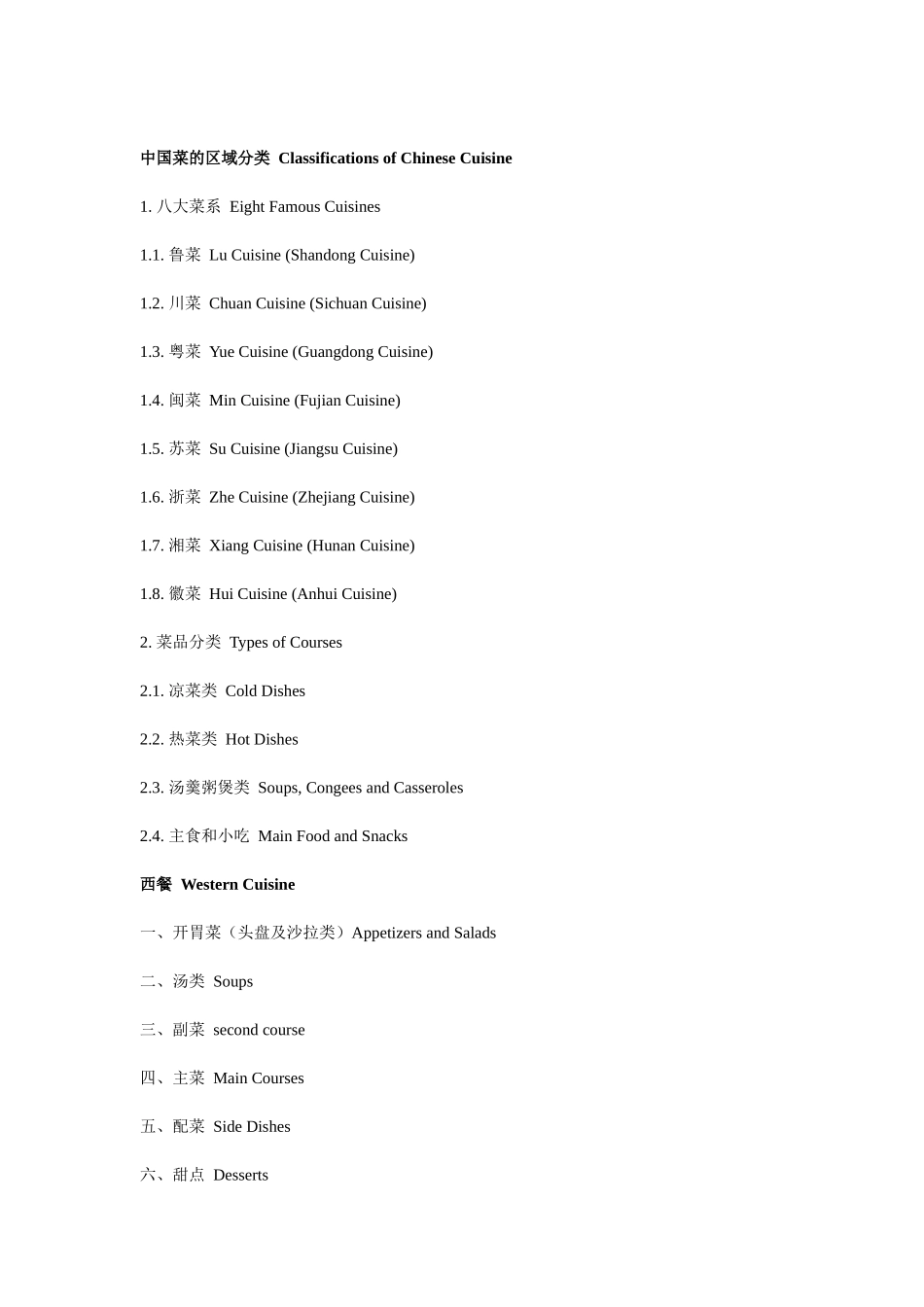 餐饮中英对照_第1页