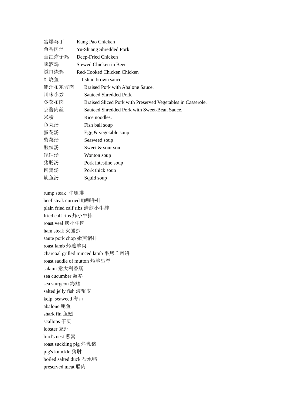 餐饮中英对照_第3页