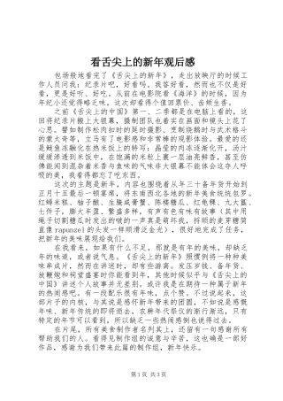 看舌尖上的新年观后感