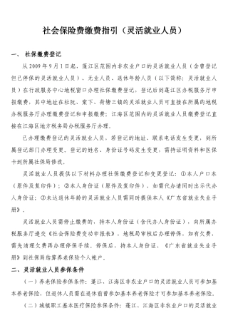 社会保险费缴费指引(灵活就业人员)