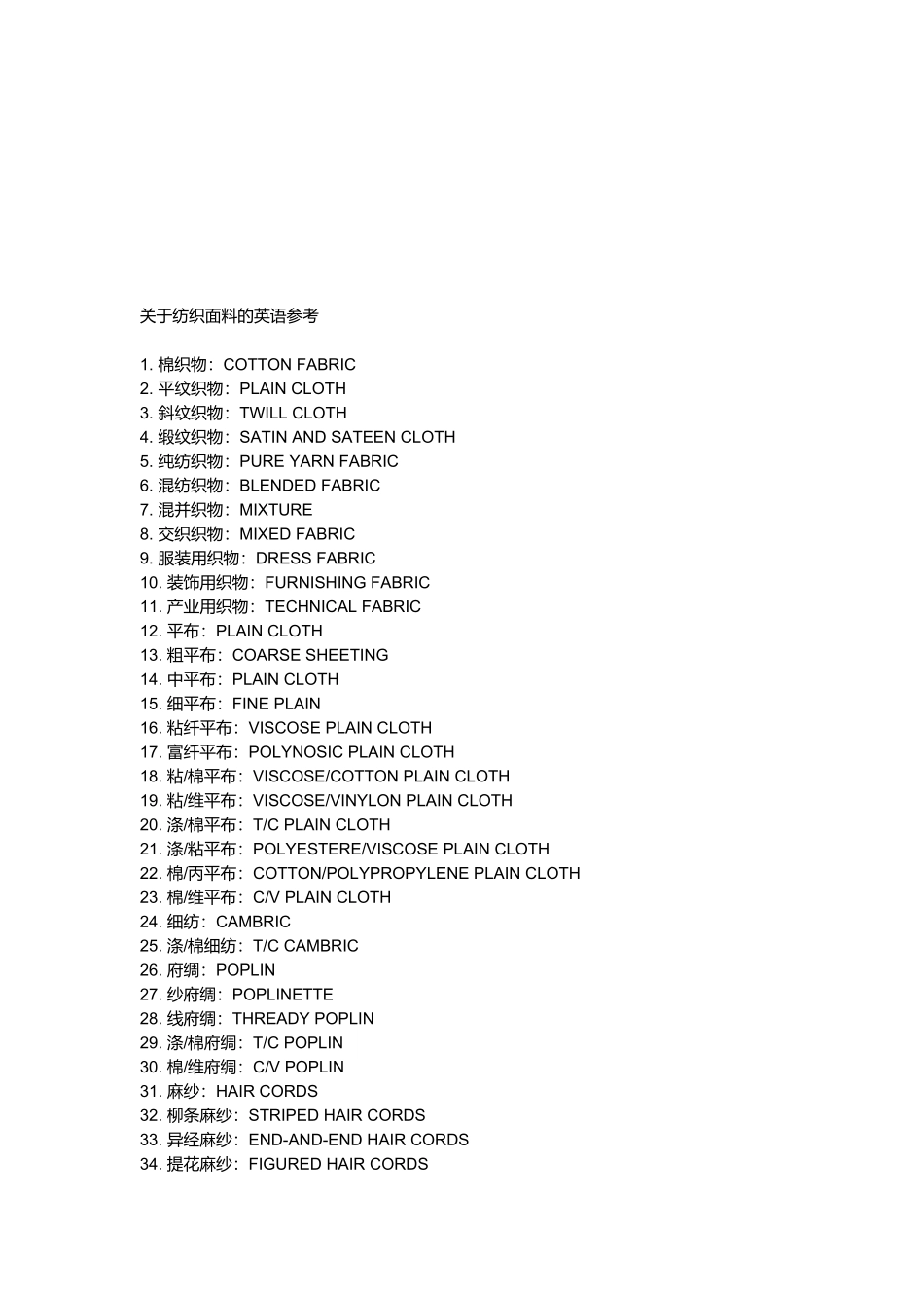 有关纺织面料的英语参考_第1页