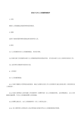 某电子公司人力资源管理程序