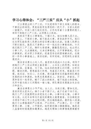 学习心得体会：“三严三实”应从“小”抓起