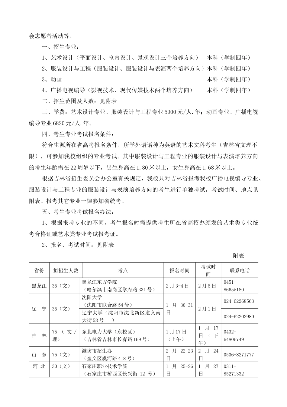XXXX年艺术类专业招生简章-东北电力大学招生就业处--_第2页