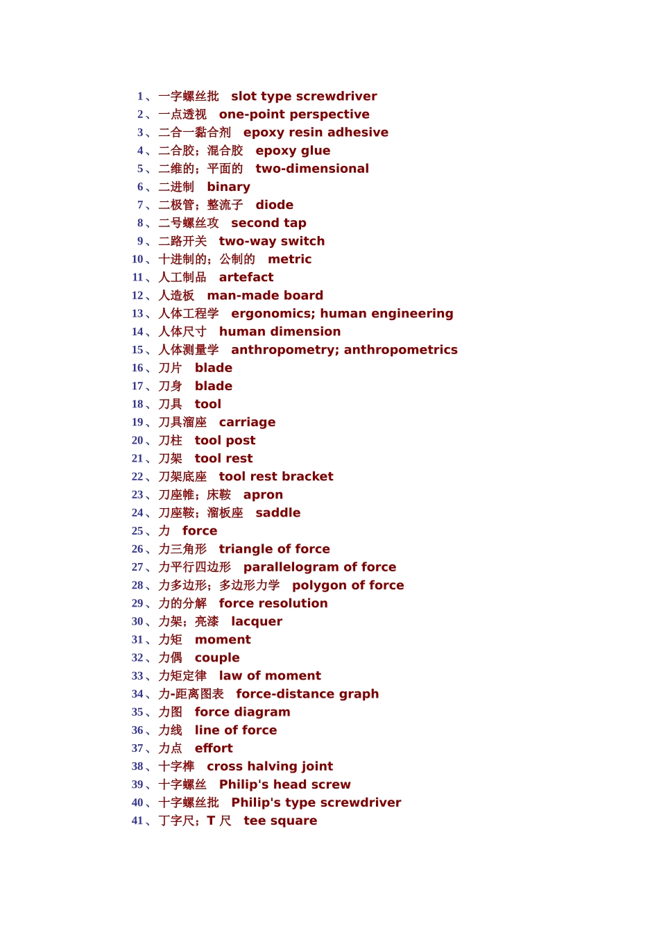 机械-英语单词_第1页