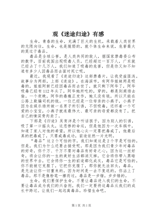 观《迷途归途》有感