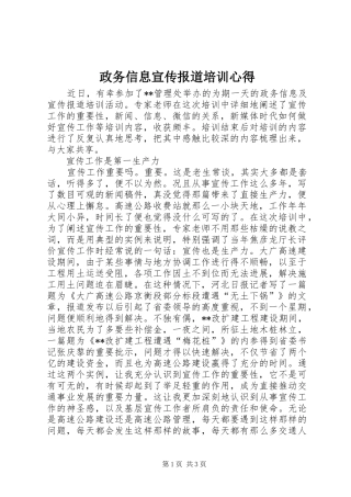 政务信息宣传报道培训心得