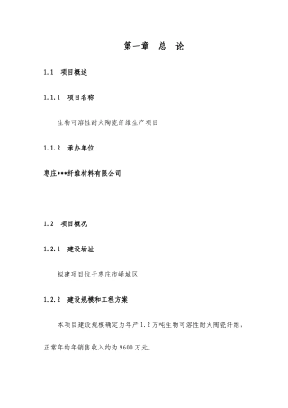 DOC某纤维材料公司生物可溶性耐火陶瓷纤维生产项目