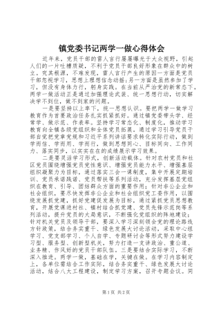 镇党委书记两学一做心得体会