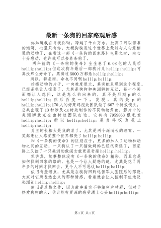 最新一条狗的回家路观后感