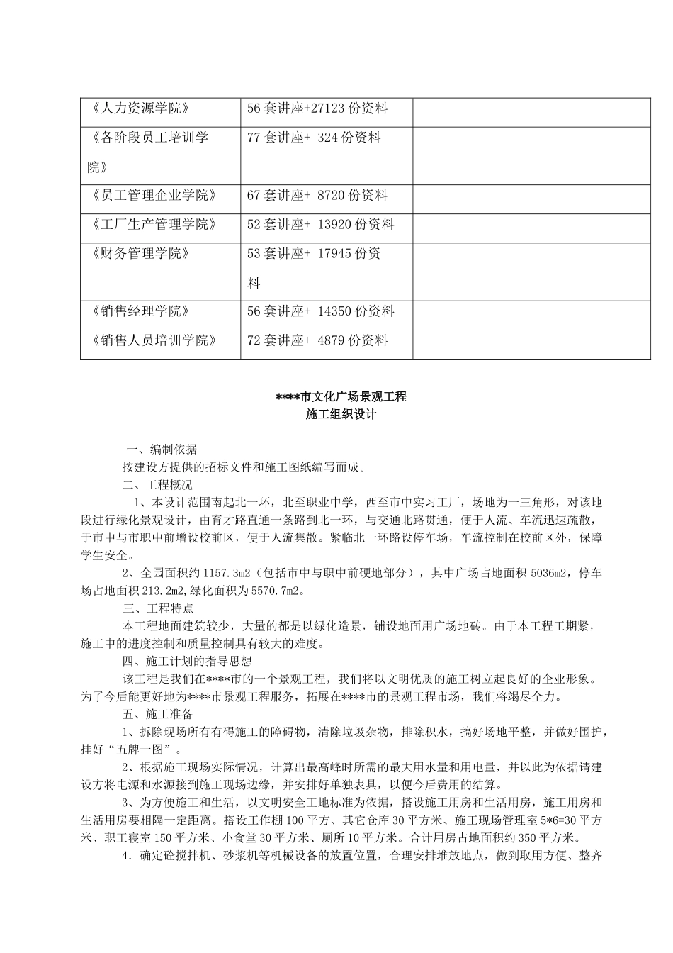 某市文化广场景观工程施工组织设计_第2页