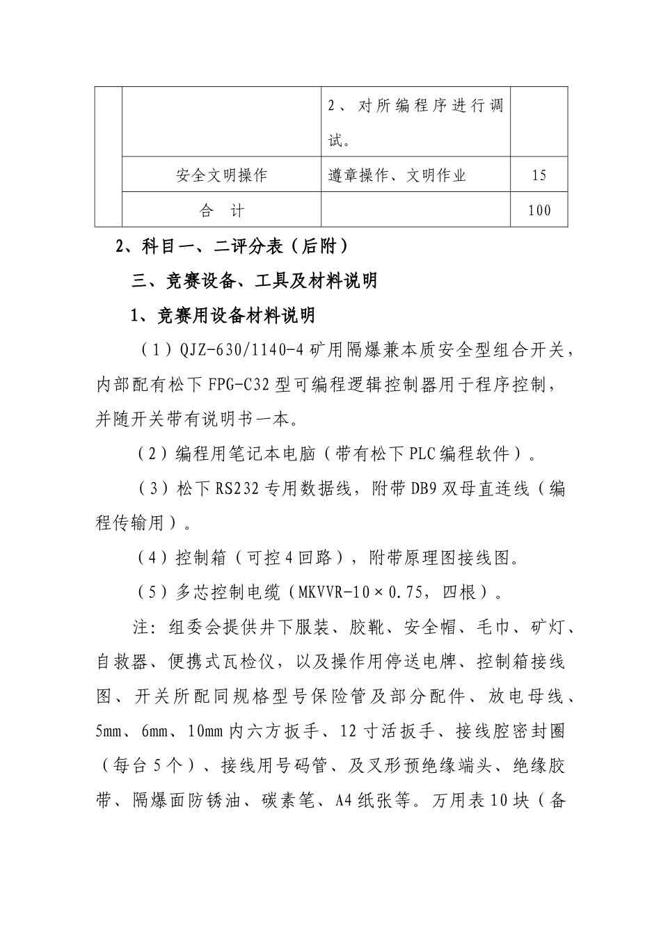 第五届全国煤炭行业职业技能竞赛技术方案_第3页