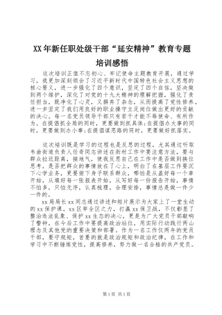 XX年新任职处级干部“延安精神”教育专题培训感悟