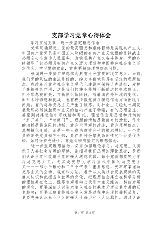 支部学习党章心得体会