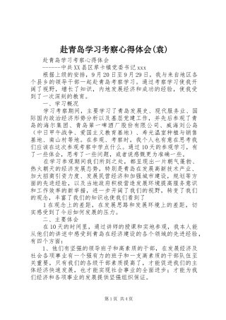 赴青岛学习考察心得体会(袁)