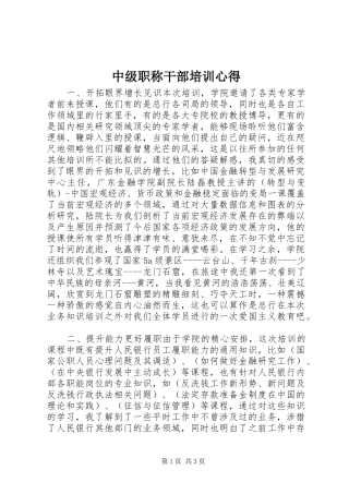 中级职称干部培训心得