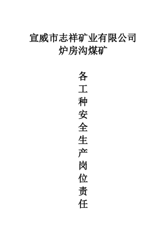 炉房沟煤矿各工种岗位责任制汇编