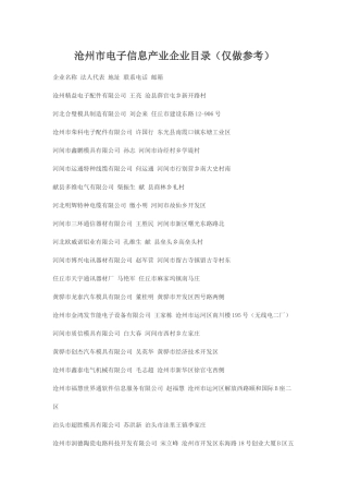 沧州市电子信息产业企业目录