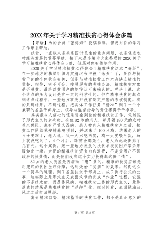 20XX年关于学习精准扶贫心得体会多篇