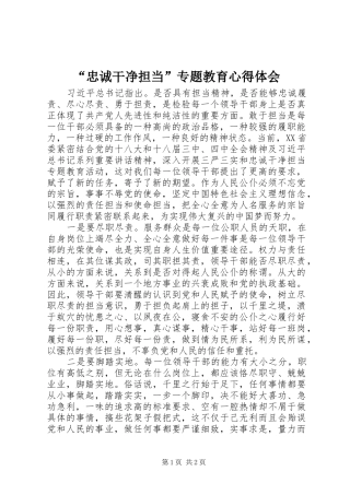 “忠诚干净担当”专题教育心得体会