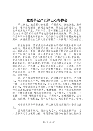 党委书记严以律己心得体会