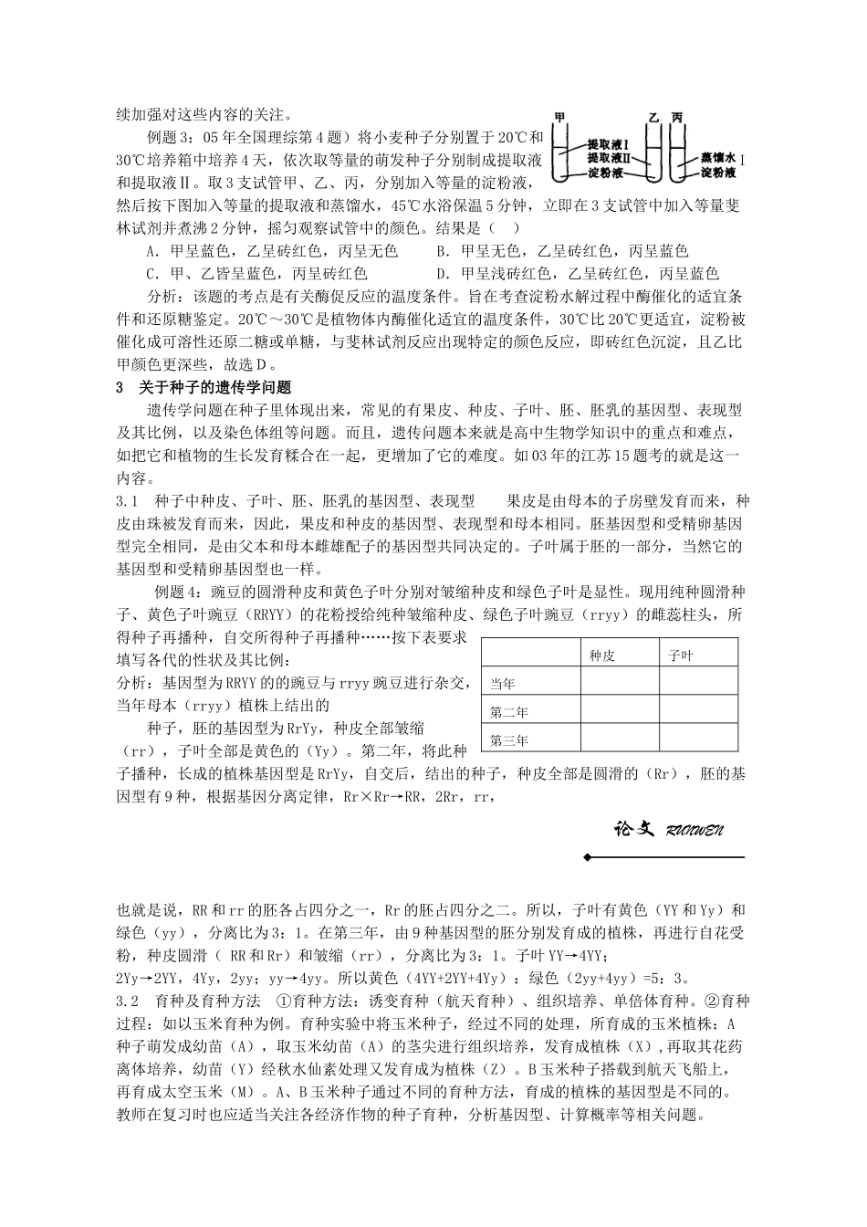 由种子演绎出来的系列生物学问题_第3页